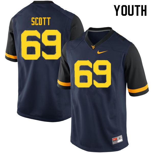 Youth #69 Blaine Scott West Virginia Mountaineers College Football Jerseys Sale-Navy - Click Image to Close